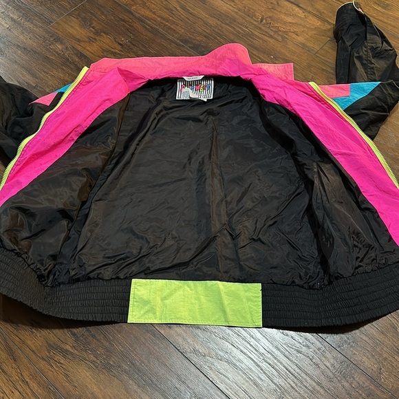 Vintage East West Colorful Ski Windbreaker Black Jacket with Neon Accents - Picture 14 of 15